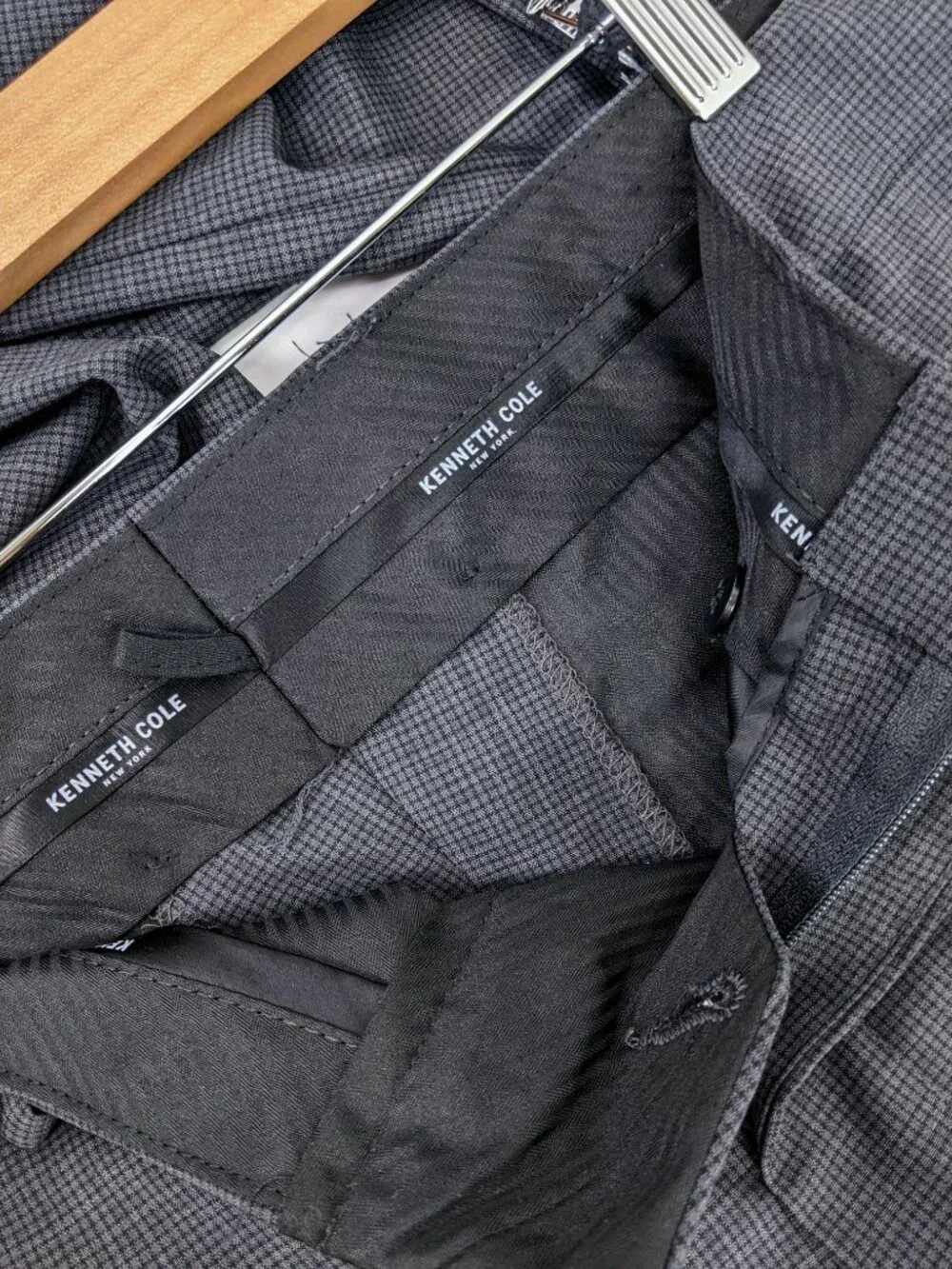 Kenneth Cole Mens Gray Wool Blend Flat Front Dress Pants Trousers Size W35